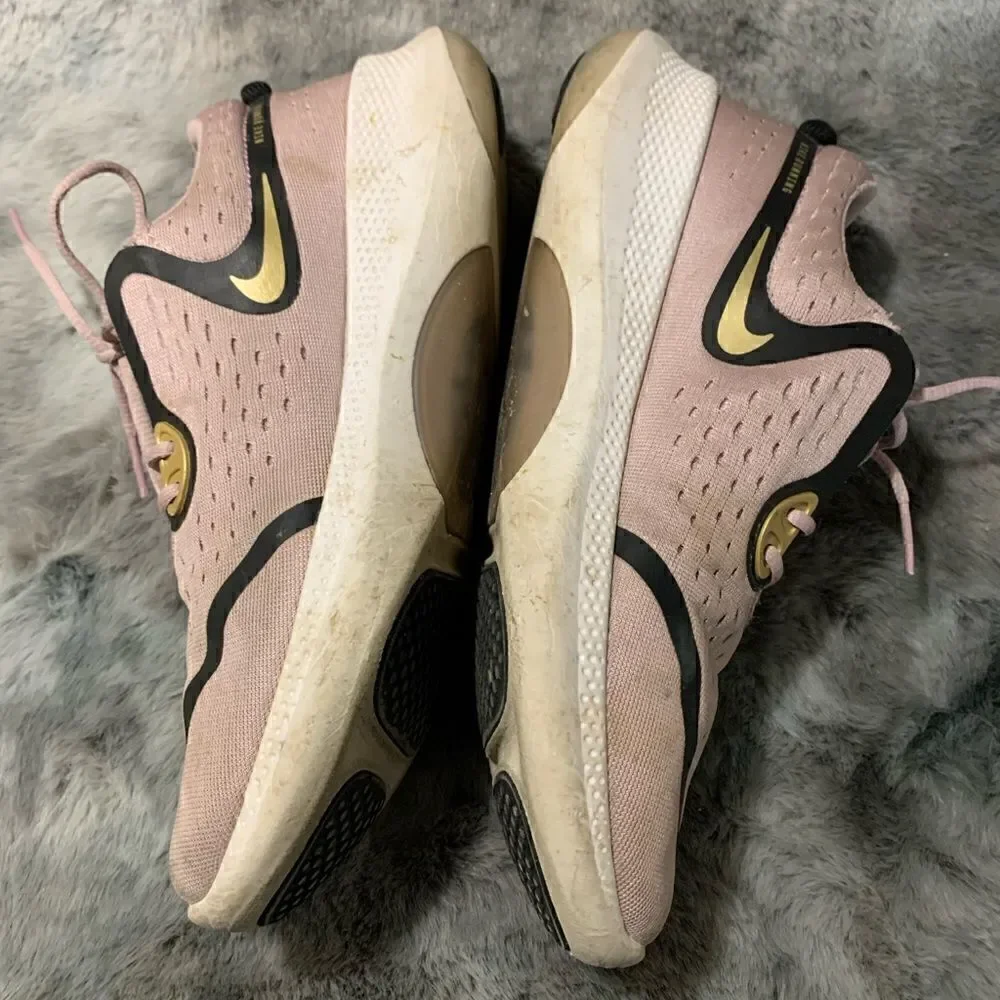 USED Nike Women's Blush Pink and Black Running Sneakers